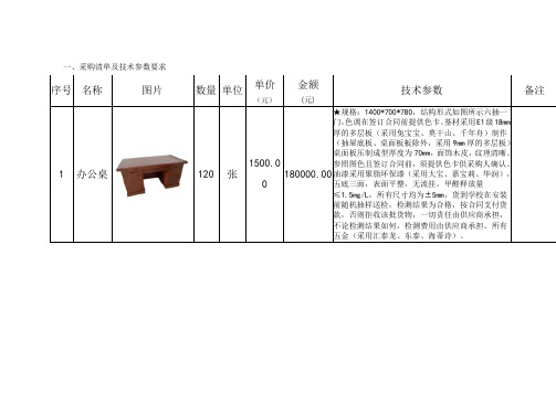 一、采购清单及技术参数要求(可下载)