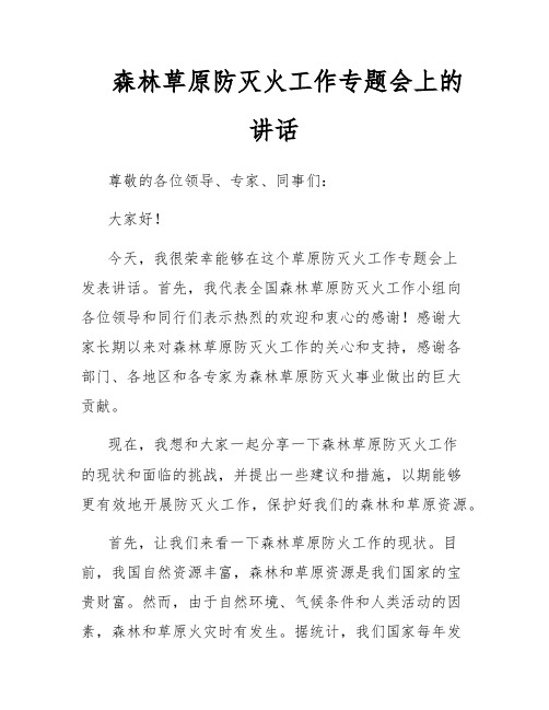 森林草原防灭火工作专题会上的讲话