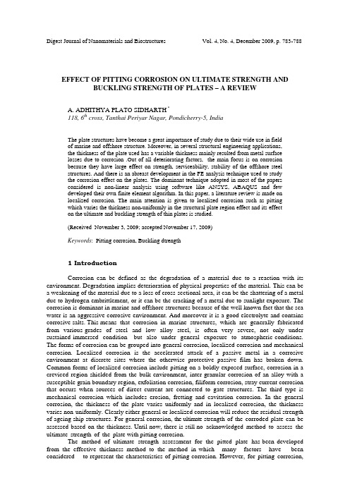 EFFECT OF PITTING CORROSION ON ULTIMATE STRENGTH AND BUCKLING STRENGTH OF PLATES – A REVIEW