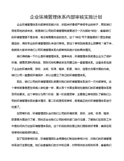 企业环境管理体系内部审核实施计划