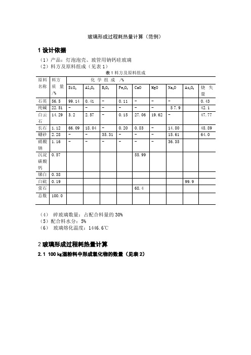 玻璃形成热计算