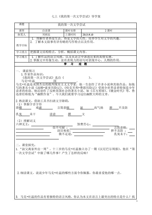 我的第一次文学尝试导学案 2