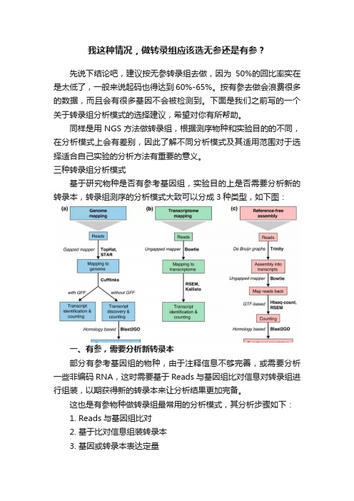 我这种情况，做转录组应该选无参还是有参？