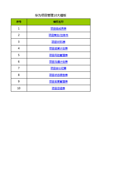 培训专题-31-华为项目管理10大模板(可直接套用)