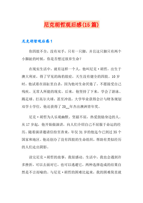 尼克胡哲观后感(15篇)