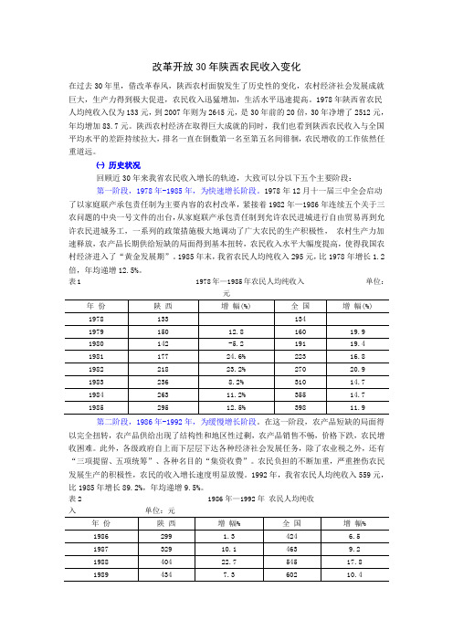 改革开放30年陕西农民收入变化