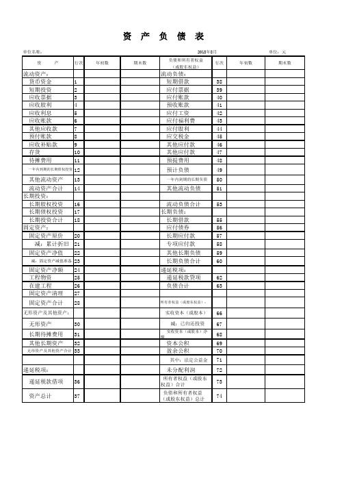 资产负债表 - 模板