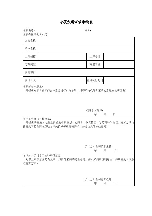 专项方案审核审批表