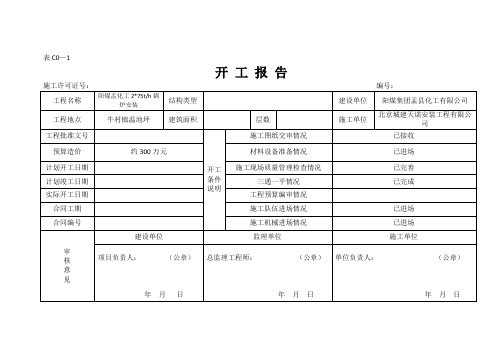 开工 报告(山西模板)