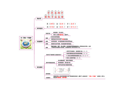 部编人教版小学语文六年级上册课文思维导图 18 只有一个地球