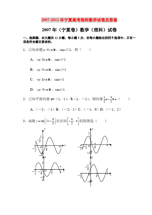 2007-2012年宁夏高考数学(理科)试卷及答案1