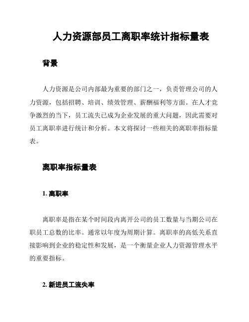 人力资源部员工离职率统计指标量表