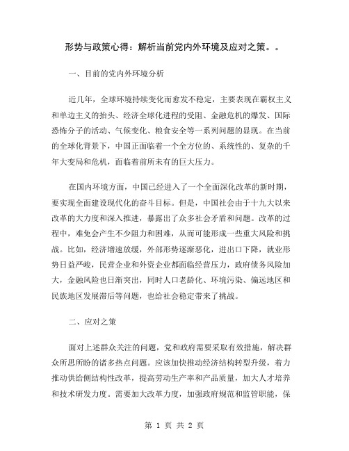 形势与政策心得：解析当前党内外环境及应对之策。