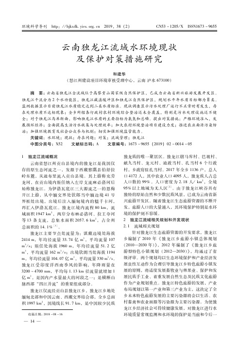 云南独龙江流域水环境现状及保护对策措施研究