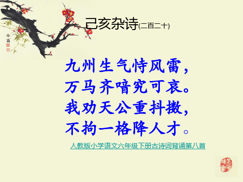新人教版初中七年级下册《第五单元:阅读:20 古代诗歌五首:己亥杂诗(其五)》公开课PPT课件_0