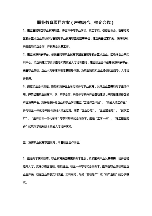 职业教育项目方案(产教融合、校企合作)