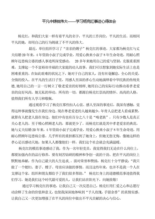 学习杨克红事迹心得体会1