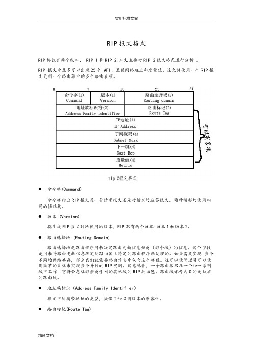 Rip路由协议详情详情报文格式