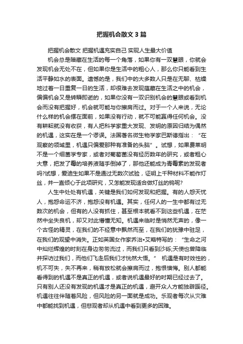 把握机会散文3篇