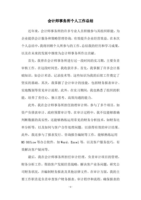 会计师事务所个人工作总结