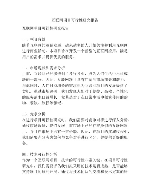 互联网项目可行性研究报告