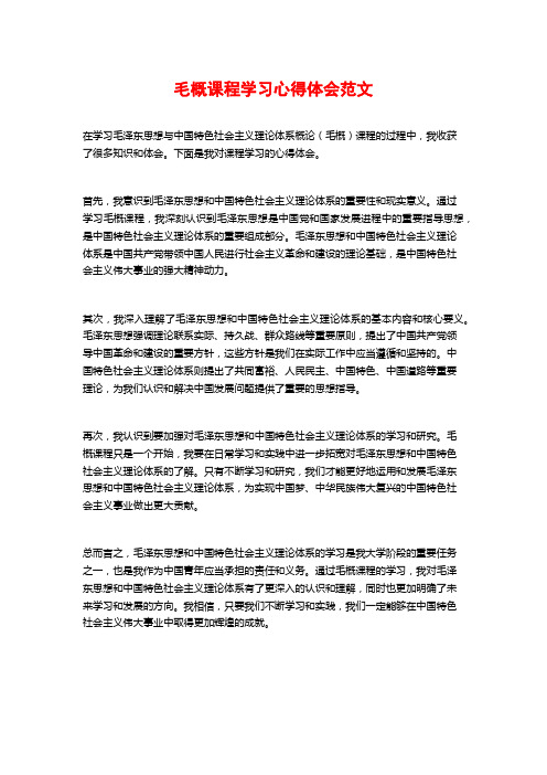 毛概课程学习心得体会范文