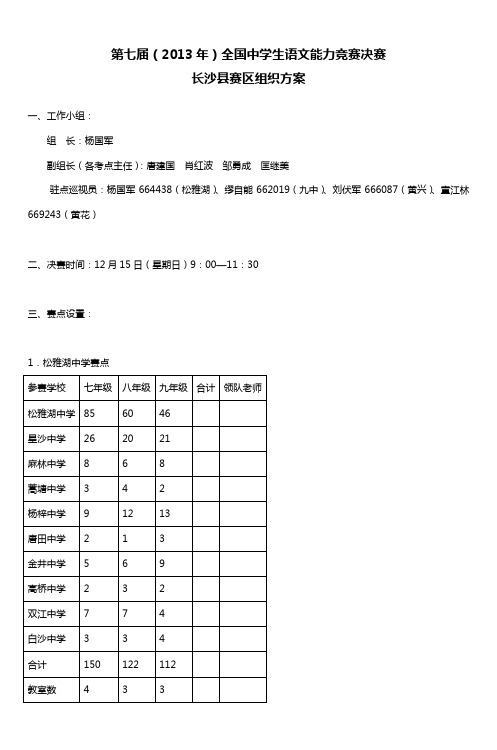 第七届(2013年)全国中学生语文能力竞赛决赛