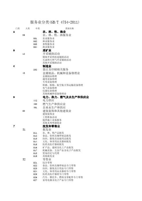 国民经济行业分类 服务业 