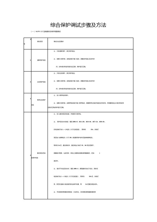 综合保护调试步骤及方法