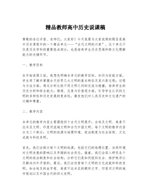 精品教师高中历史说课稿