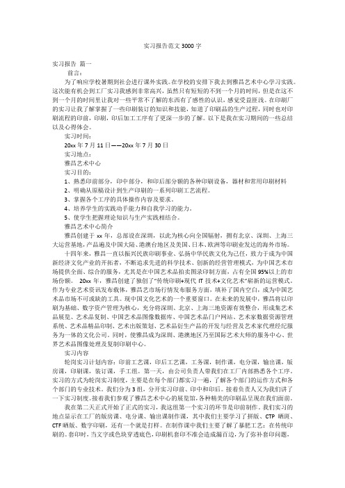 实习报告范文3000字