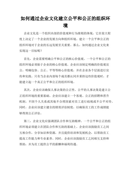 如何通过企业文化建立公平和公正的组织环境