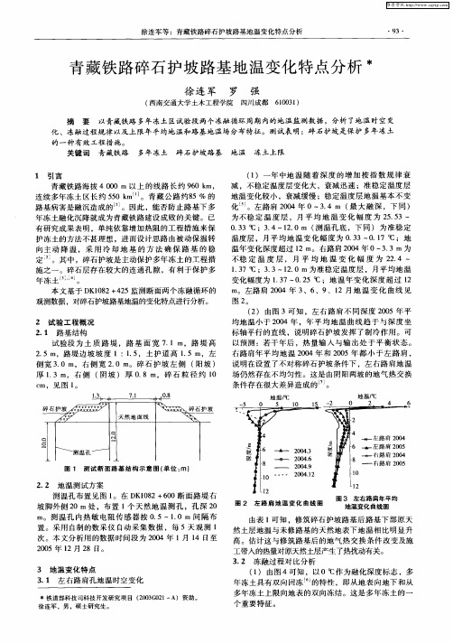 青藏铁路碎石护坡路基地温变化特点分析