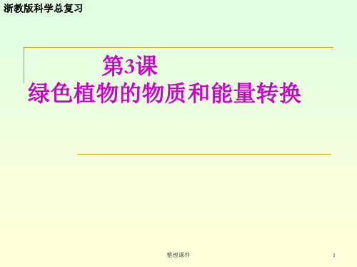 绿色植物的物质和能量转换详解