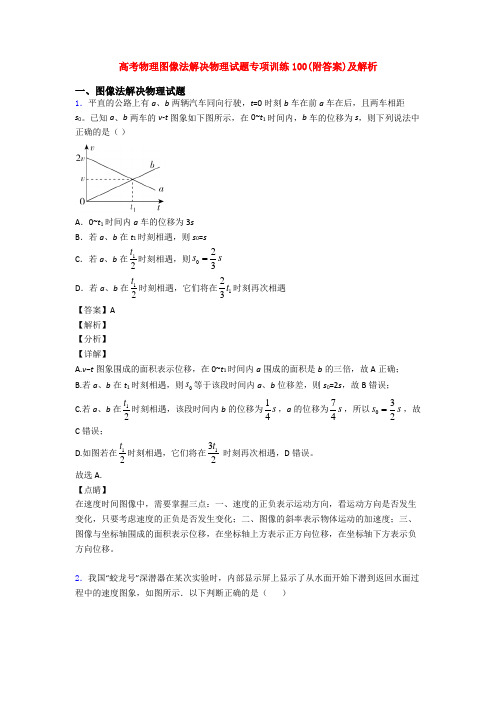 高考物理图像法解决物理试题专项训练100(附答案)及解析