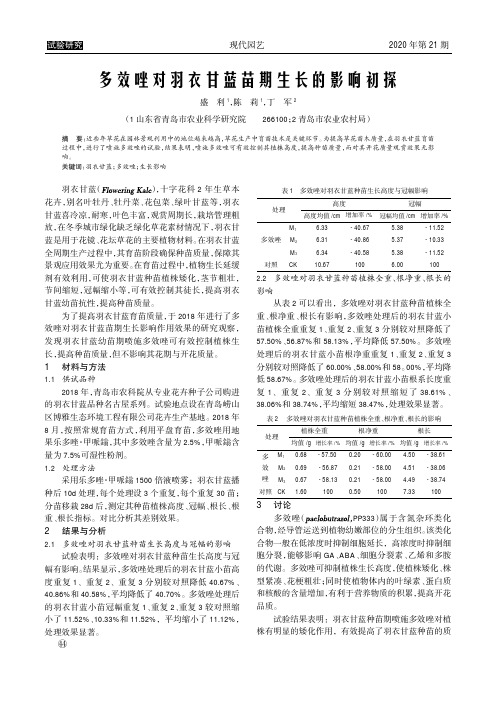 多效唑对羽衣甘蓝苗期生长的影响初探