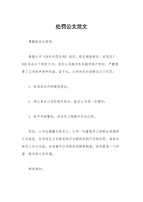 处罚公文范文