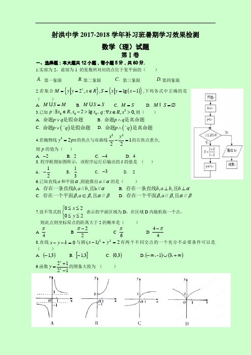 四川省射洪中学2017-2018学年高三补习班入学考试试卷 数学(理) Word版缺答案