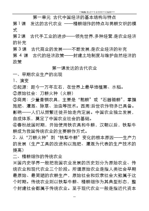 历史必修二知识点梳理(苏教版)