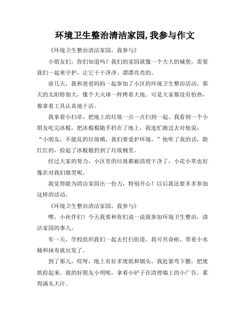 环境卫生整治清洁家园,我参与作文