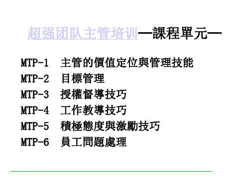 超强团队主管培训课程单元