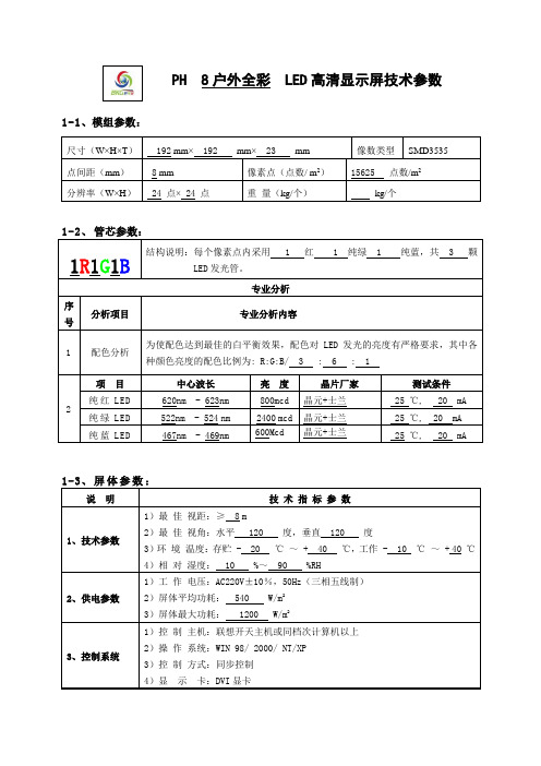 P8户外全彩技术参数
