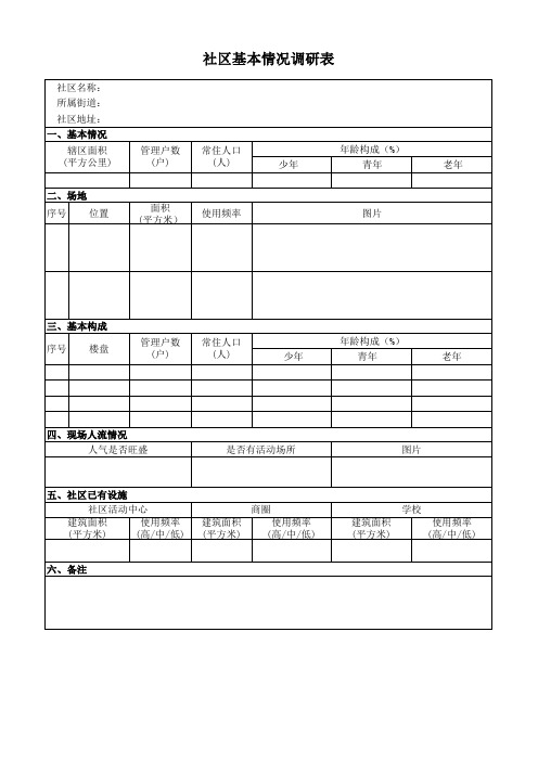 社区基本情况调研表