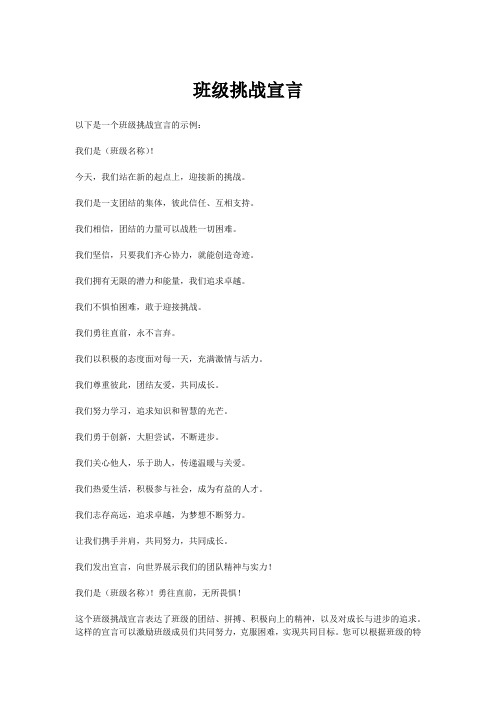 班级挑战宣言