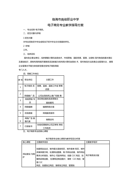 电子商务专业教学指导方案