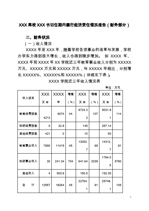 某高校书记任期内履行经济责任情况报告