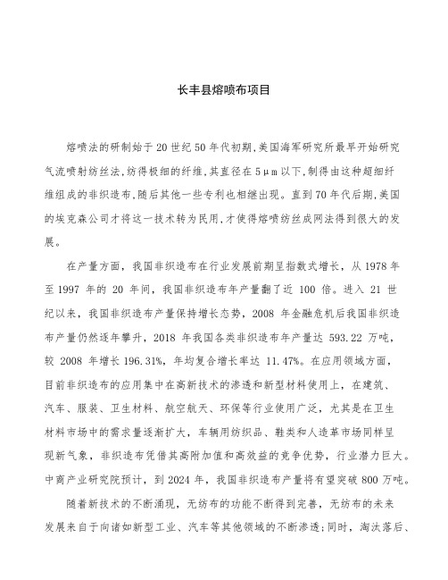 长丰县熔喷布项目立项申请报告