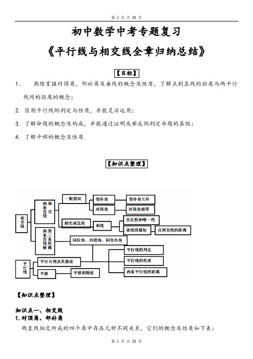 初中数学中考专题复习《平行线与相交线全章归纳总结》15