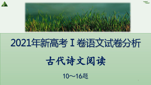 高中语文 高考复习——2021年新高考1卷古诗文阅读10-16题 课件(30张PPT)