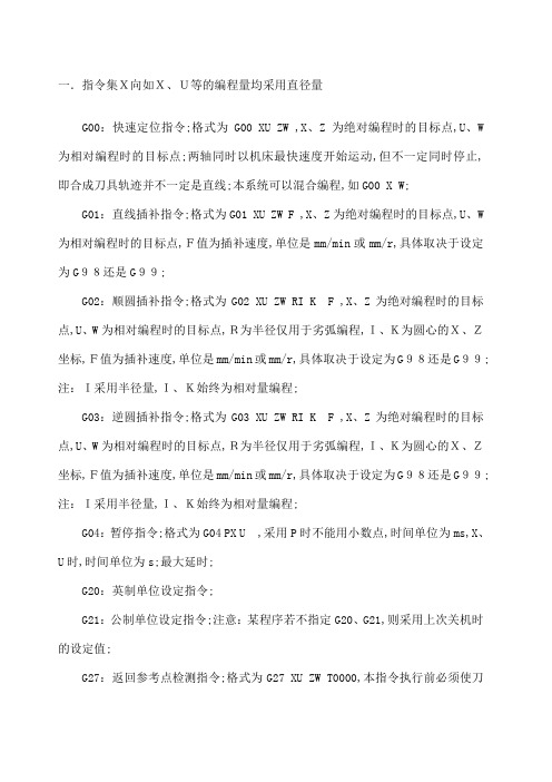 数控车床编程指令代码